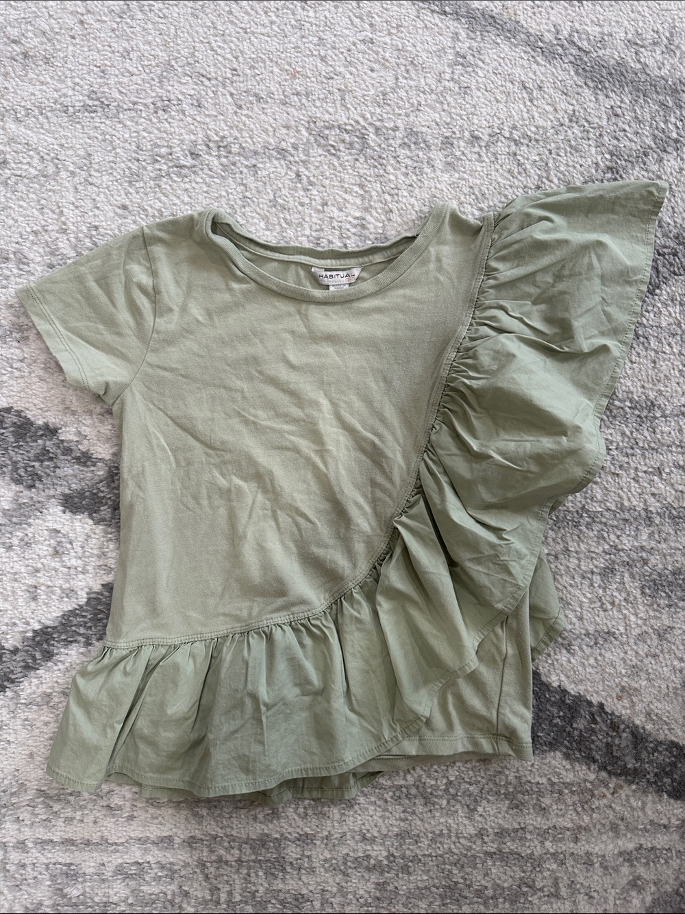 Habitual Olive Green Short Sleeve Ruffle Tee